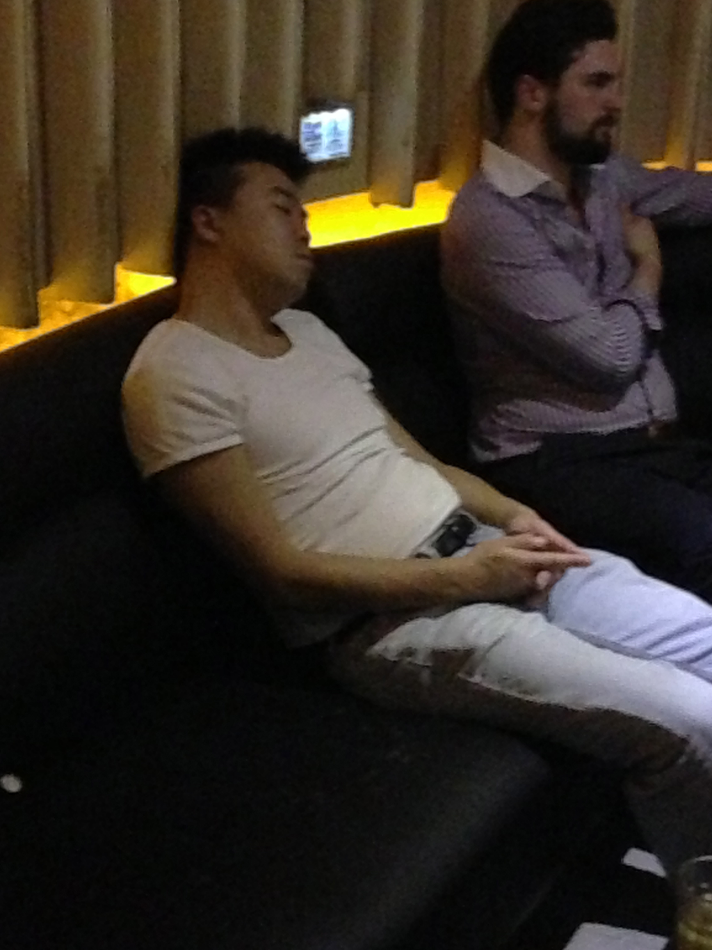Sleeping at karaoke.